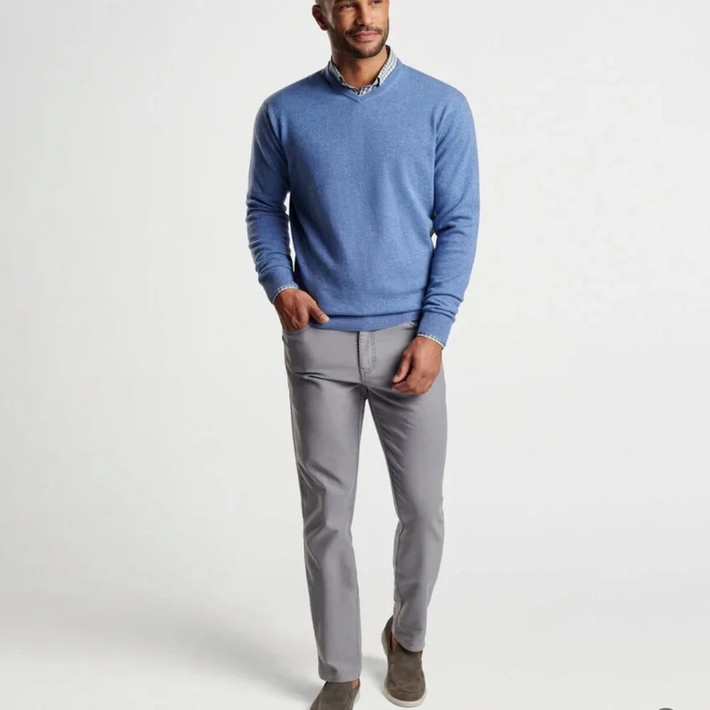 Peter Millar Silk And Cashmere Blend V-Neck Sweater Size M Classic Fit Fall